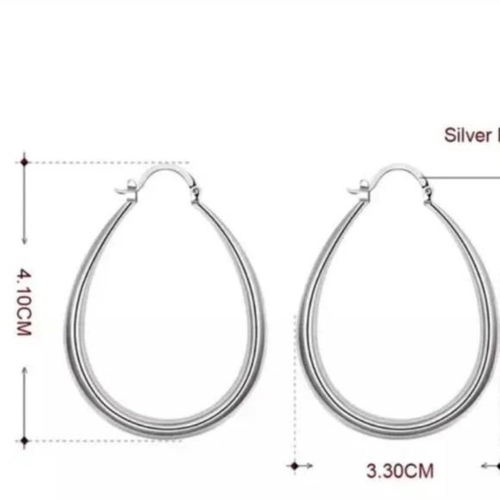 NEW S925 STERLING SILVER OVAL HOOP EARRINGS, WONDERFUL EARRINGS, WOW EARRINGS. - Picture 4 of 4